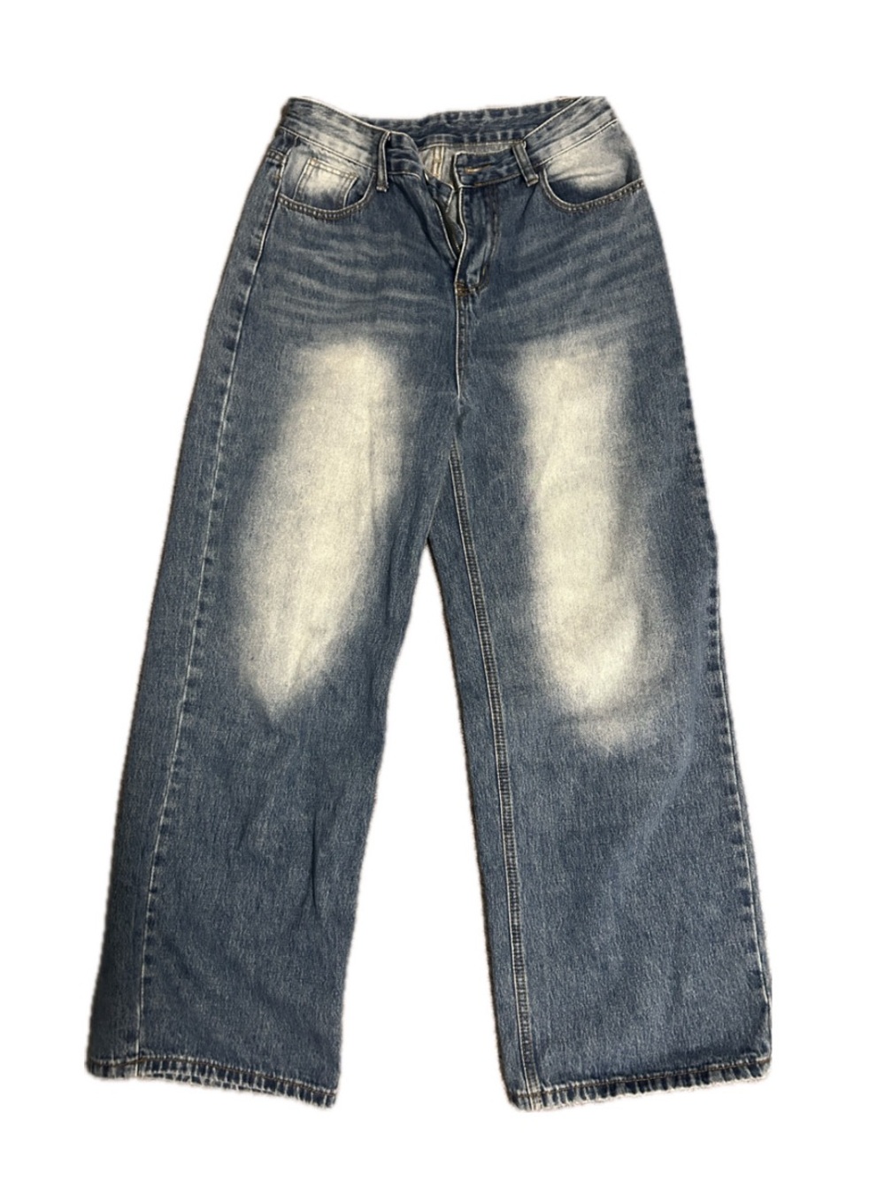 Men's Wide Leg Washed Blue Jeans